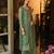 Green embroidered organza kurta trouser dupatta set