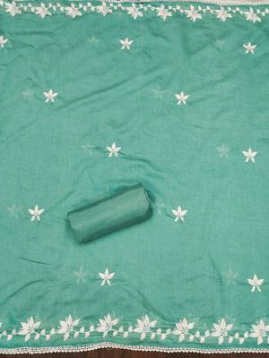 floral embroidered silk blend unstitched dress material 4