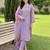 Lavender embroidered silk blend kurta trouser dupatta set