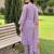 Lavender embroidered silk blend kurta trouser dupatta set