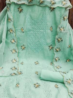 floral embroidered sequinned unstitched dress material 3