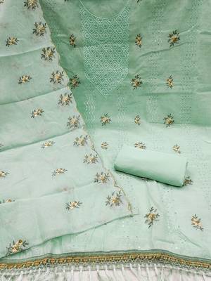floral embroidered sequinned unstitched dress material 4