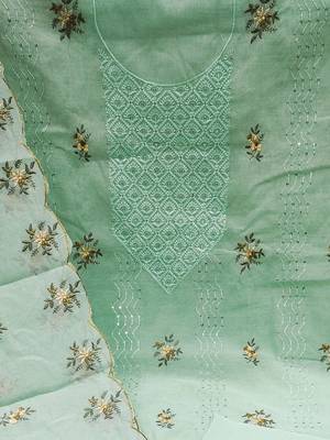 floral embroidered sequinned unstitched dress material 5