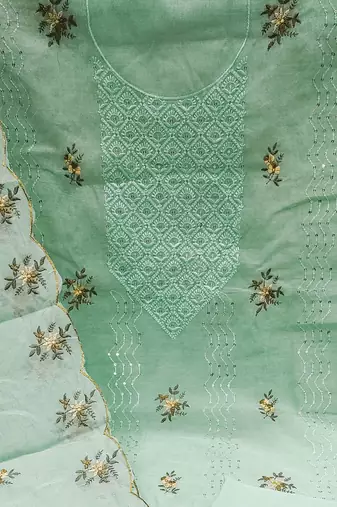 floral embroidered sequinned unstitched dress material