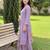 Lavender embroidered silk blend kurta trouser dupatta set
