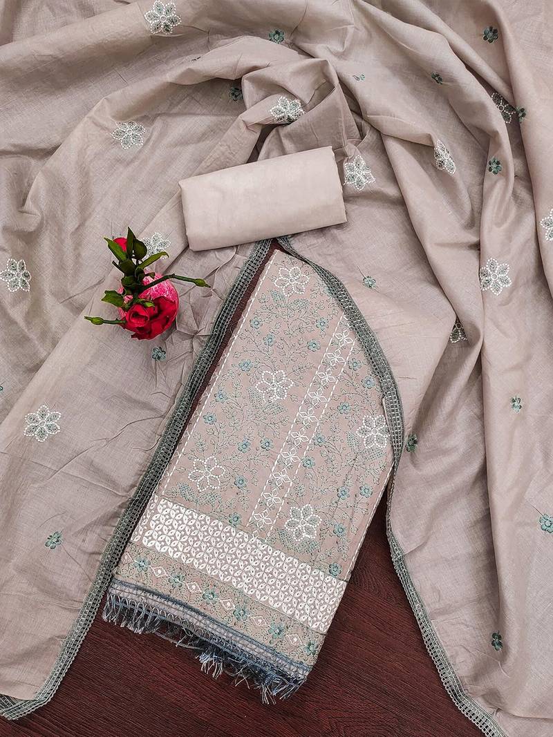 Embroidered Pure Cotton Unstitched Dress Material