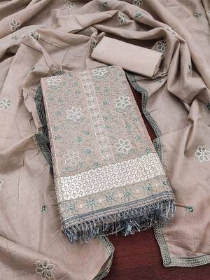 embroidered cotton unstitched dress material 2