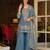 Blue embroidered silk blend kurta trouser dupatta set