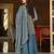 Blue embroidered silk blend kurta trouser dupatta set