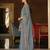 Blue embroidered silk blend kurta trouser dupatta set