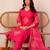 Pink printed pure cotton kurta trouser dupatta set