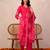 Pink printed pure cotton kurta trouser dupatta set
