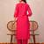 Pink printed pure cotton kurta trouser dupatta set
