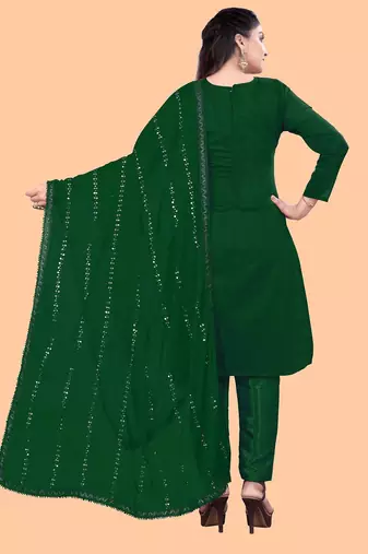 women green & red embroidered unstitched dress material