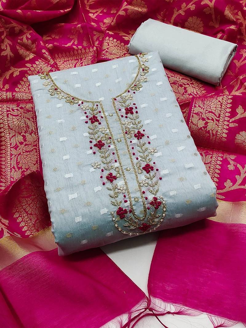 Woven Design Banarasi Unstitched Dress Material