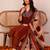 Orange printed pure cotton kurta trouser dupatta set