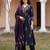 Black printed pure cotton kurta trouser dupatta set