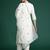 White embroidered silk blend kurta trouser dupatta set