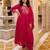 Pink embroidered pure cotton kurta trouser dupatta set