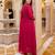 Pink embroidered pure cotton kurta trouser dupatta set