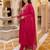 Pink embroidered pure cotton kurta trouser dupatta set