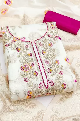 embroidered unstitched dress material