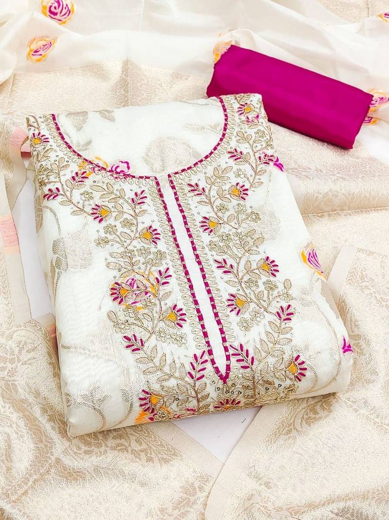 Embroidered Unstitched Dress Material
