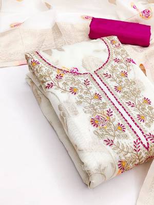 embroidered unstitched dress material 2