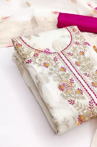 embroidered unstitched dress material