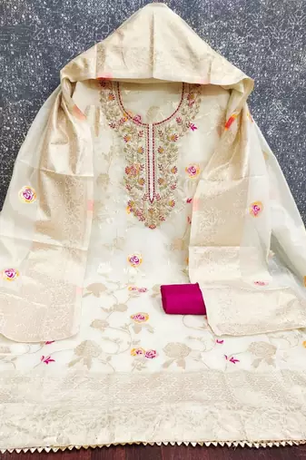 embroidered unstitched dress material
