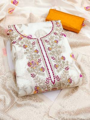 embroidered organza unstitched dress material 1