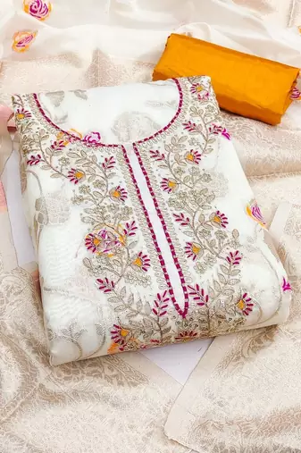 embroidered organza unstitched dress material