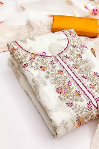 embroidered organza unstitched dress material