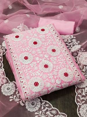 embroidered organza unstitched dress material 1