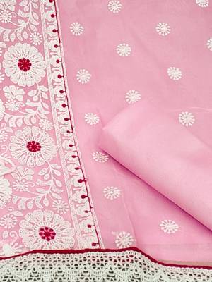 embroidered organza unstitched dress material 2