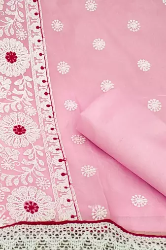embroidered organza unstitched dress material