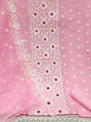 embroidered organza unstitched dress material 4