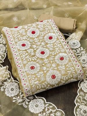 embroidered organza unstitched dress material 1