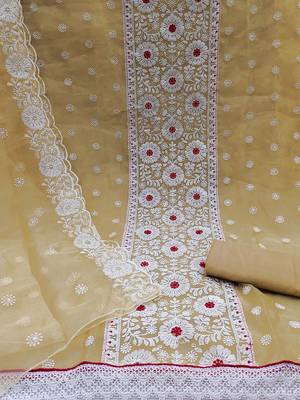 embroidered organza unstitched dress material 2
