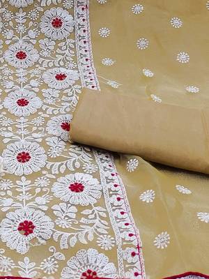 embroidered organza unstitched dress material 3