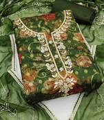 floral woven design beads and stones organza unstitched dress material