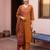 Mustard printed pure cotton kurta trouser dupatta set