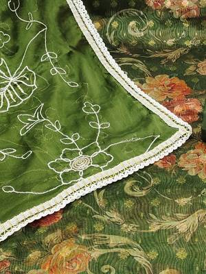 floral woven design beads and stones organza unstitched dress material 3