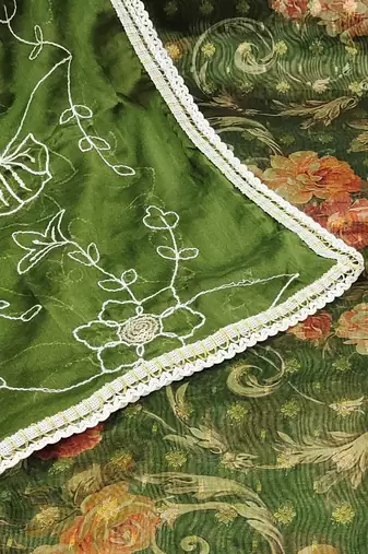 floral woven design beads and stones organza unstitched dress material