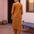 Mustard printed pure cotton kurta trouser dupatta set