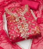 floral woven design beads and stones organza unstitched dress material
