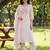 Pink embroidered pure cotton kurta trouser dupatta set