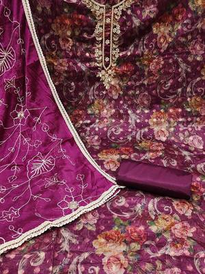 floral woven design beads and stones organza unstitched dress material 2