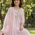 Pink embroidered pure cotton kurta trouser dupatta set