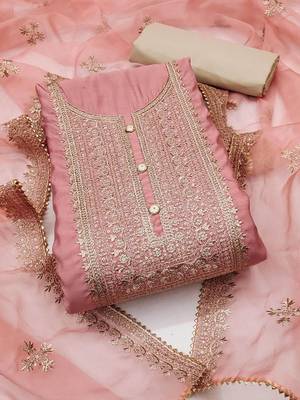 floral embroidered sequinned unstitched dress material 1